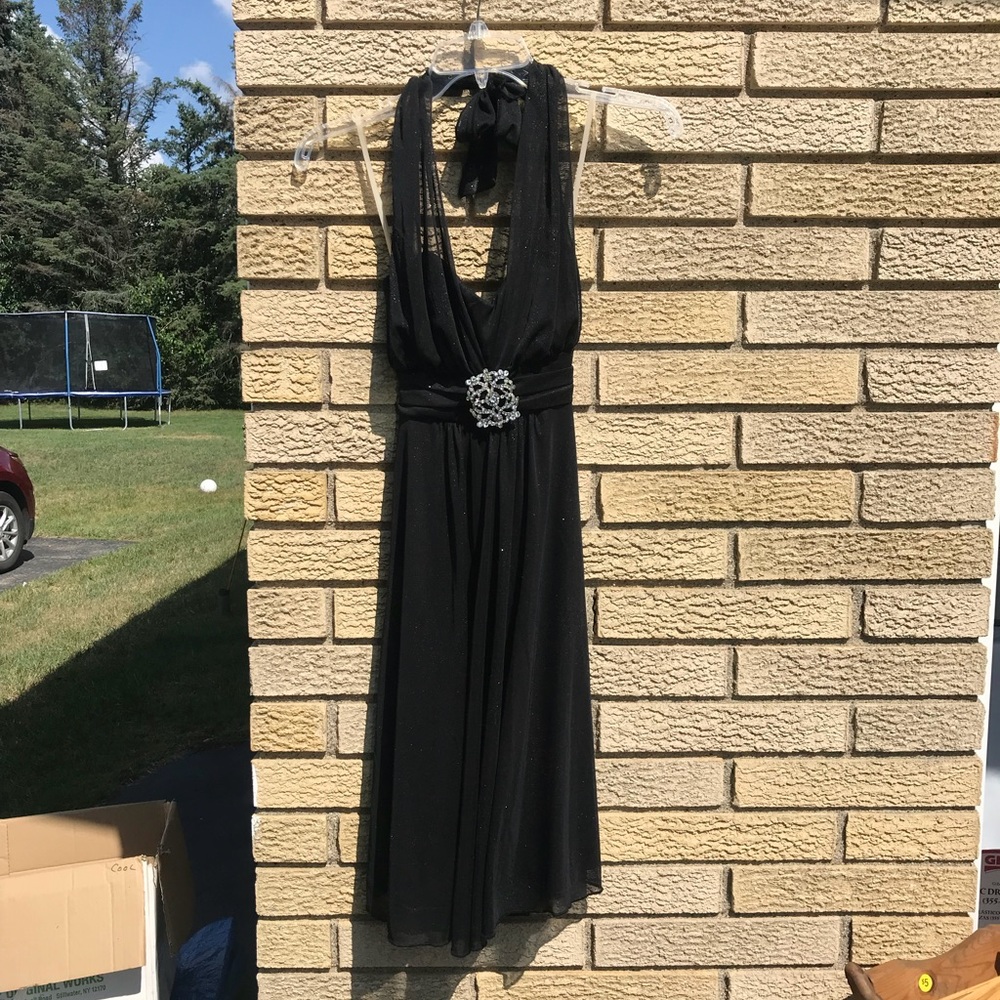 Sparkly Black Halter Dress